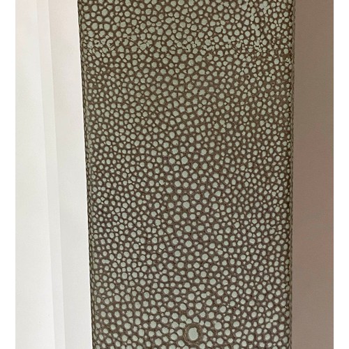 69 - LINLEY MIRROR, by David Linley, faux shagreen, rectangular cushion shape with beveled plate stamped ... 