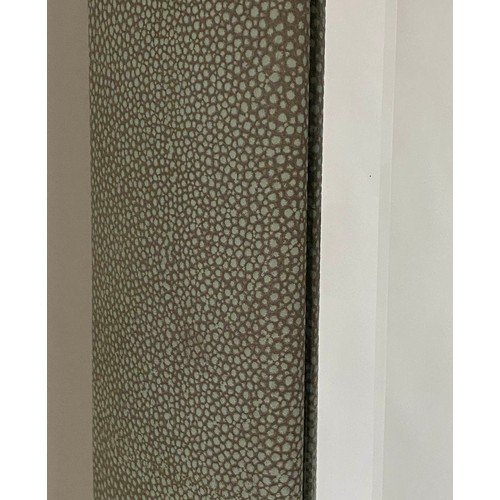 69 - LINLEY MIRROR, by David Linley, faux shagreen, rectangular cushion shape with beveled plate stamped ... 