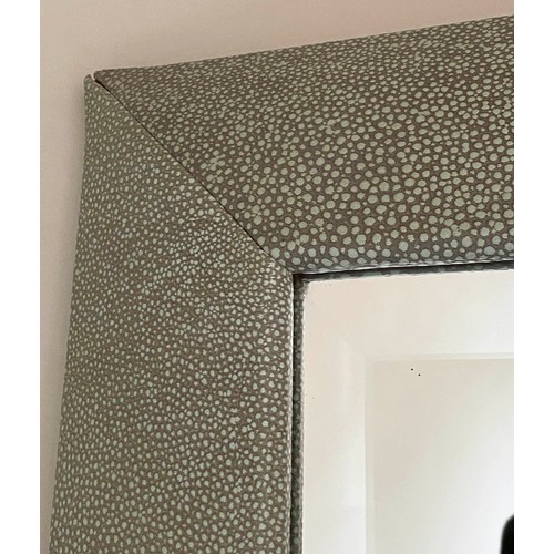 69 - LINLEY MIRROR, by David Linley, faux shagreen, rectangular cushion shape with beveled plate stamped ... 