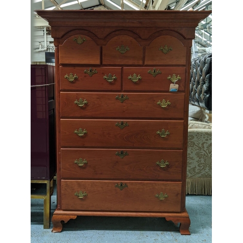 100 - TALL CHEST, 64cm x 136cm x 186cm H, with nine drawers.