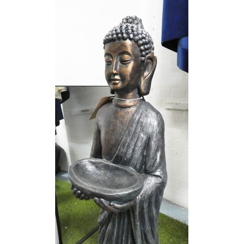 20 - STANDING BUDDHAS WITH DISH, two, 106cm. (2)