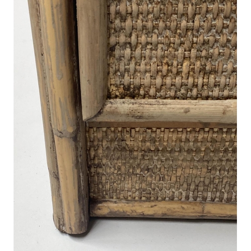 90 - CHEST, vintage bamboo framed and cane wicker panelled with four long drawers, 93cm x 45cm D x 91cm H... 