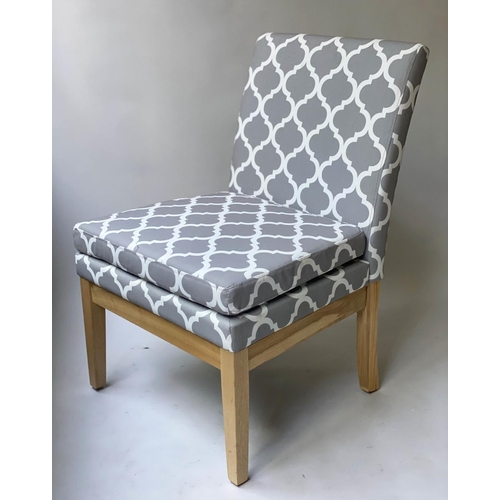 92 - SIDE CHAIRS, a pair, ash framed grey/white mosaic fabric, 60cm W. (2)