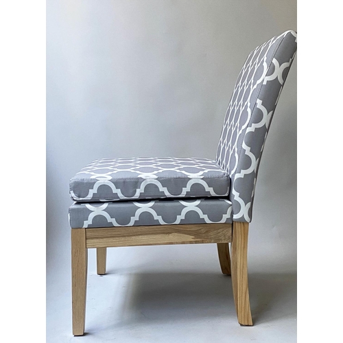 92 - SIDE CHAIRS, a pair, ash framed grey/white mosaic fabric, 60cm W. (2)