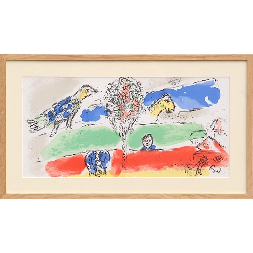 113 - MARC CHAGALL 'Le Fleuve - The Green River', printed by Maeght, 28cm x 56cm, framed and glazed.