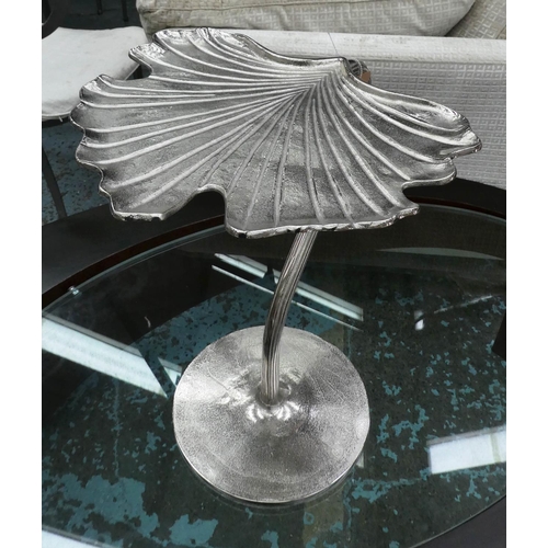 71 - GINKGO LEAF SIDE TABLE, 55cm H, 1970's Italian style, polished metal finish.