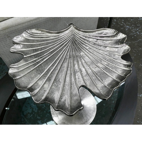 71 - GINKGO LEAF SIDE TABLE, 55cm H, 1970's Italian style, polished metal finish.