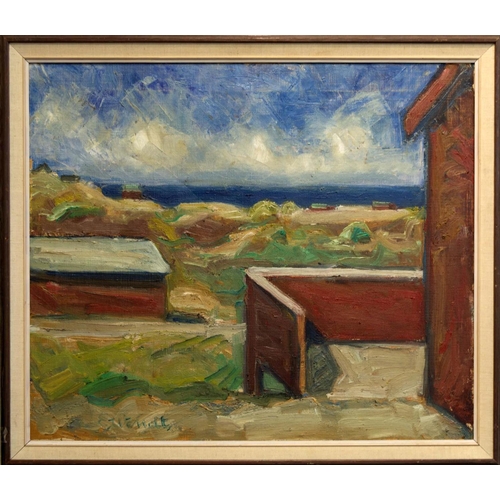 347 - EIGIL WENDT (1922-1946) 'Coastal View, Denmark', oil on canvas, signed, 55cm x 66cm, framed.