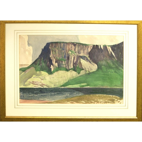 357 - FREDERIC WHITING RP RSW RI (British 1874-1962) 'View of a Cliff in the Scottish Islands', watercolou... 