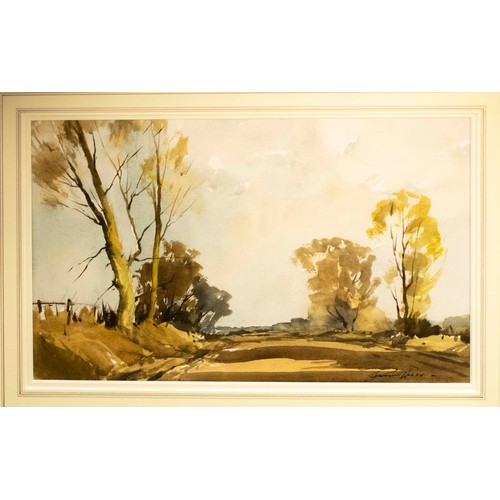 359 - EDWARD WESSON RI RSMA (British 1910-1983) 'Countryside Road', watercolour, signed lower right, frame... 