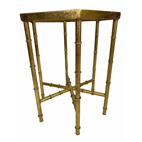 33 - SIDE TABLES, a pair, 1970's Italian design, faux bamboo gilt metal frames, with glass tops, 51cm H x... 