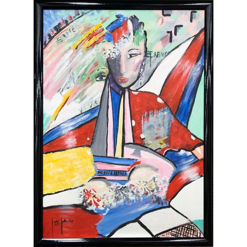 201 - CONTEMPORARY FRENCH SCHOOL 'Vive La France', 1988, mixed media on canvas, dated and indistinctly sig... 