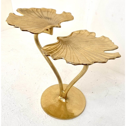 115 - GINKO LEAF SIDE TABLE, 68cm H x 70cm W x 41cm D, gilt metal, 1970's Italian style.