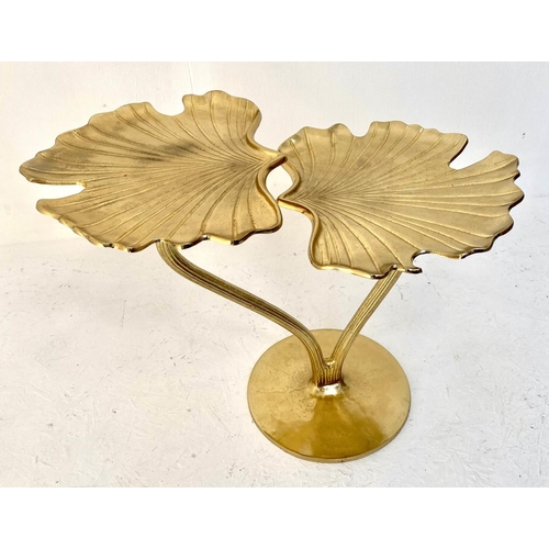 115 - GINKO LEAF SIDE TABLE, 68cm H x 70cm W x 41cm D, gilt metal, 1970's Italian style.