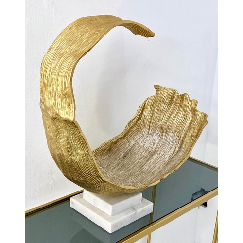 119 - CONTEMPORARY SCHOOL CHAMPAGNE WAVE SCULPTURE, 54cm H, on stand.