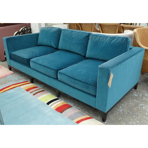 130 - CHRISTIAN LIAIGRE SOFA, 66cm H x 100cm D x 220cm W, in teal velvet (bears label).