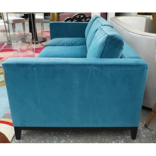 130 - CHRISTIAN LIAIGRE SOFA, 66cm H x 100cm D x 220cm W, in teal velvet (bears label).