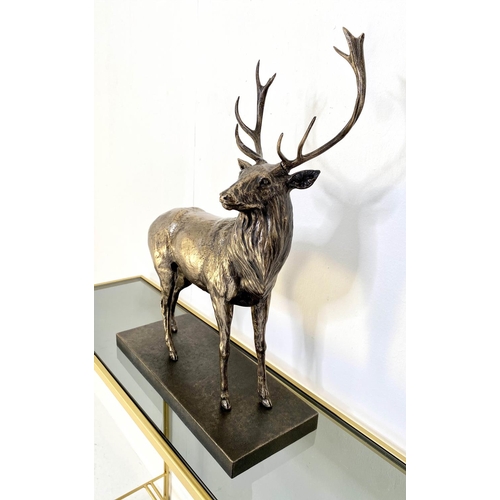 155 - CONTEMPORARY SCHOOL, 40cm x 20cm x 50cm, sculptural study of a stag, faux bronze.