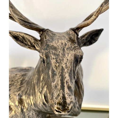 155 - CONTEMPORARY SCHOOL, 40cm x 20cm x 50cm, sculptural study of a stag, faux bronze.