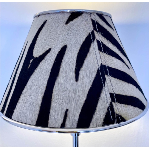 157 - TABLE LAMPS, a pair, 68cm H, height adjustable, faux zebra skin shades (2).