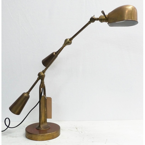 163 - RALPH LAUREN HOME BOOM ARM TABLE LAMP, est. '67, adjustable boom arm in brass, 60cm H.