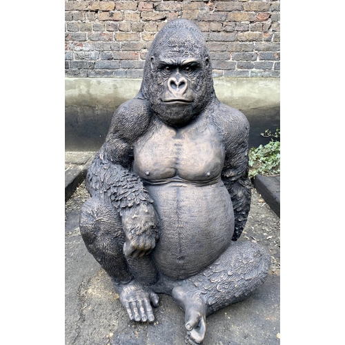 175 - CONTEMPORARY SCHOOL STUDY OF A GORILLA, 115cm H, faux bronze.