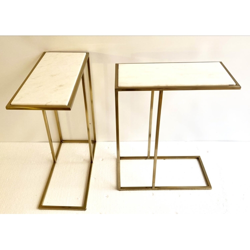 178 - MARTINI TABLES, a pair, 69x x46 x 22cm, gilt metal with marble inserts (2).