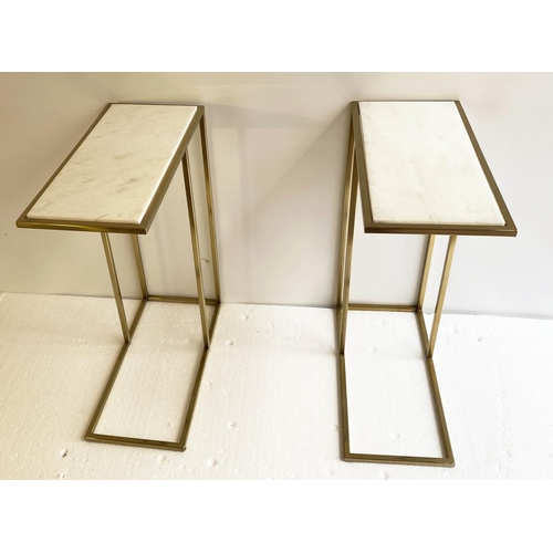 178 - MARTINI TABLES, a pair, 69x x46 x 22cm, gilt metal with marble inserts (2).