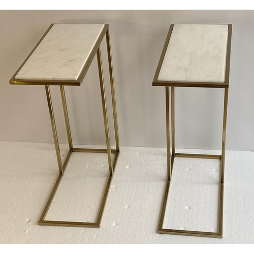 178 - MARTINI TABLES, a pair, 69x x46 x 22cm, gilt metal with marble inserts (2).