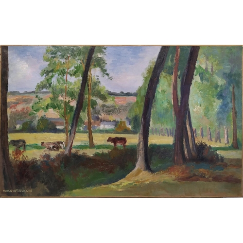 356 - BERTRAND MOGNIAT DUCLOS (French 1903-1987) 'Landscape with Cattle', oil on canvas, signed.