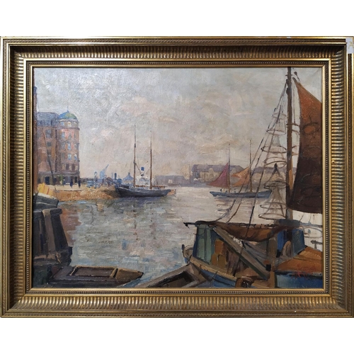 362 - EARLY 20th CENTURY SCHOOL 'Hull Harbour', oil on canvas, signed indistinctly and dated '04, 50cm x 6... 