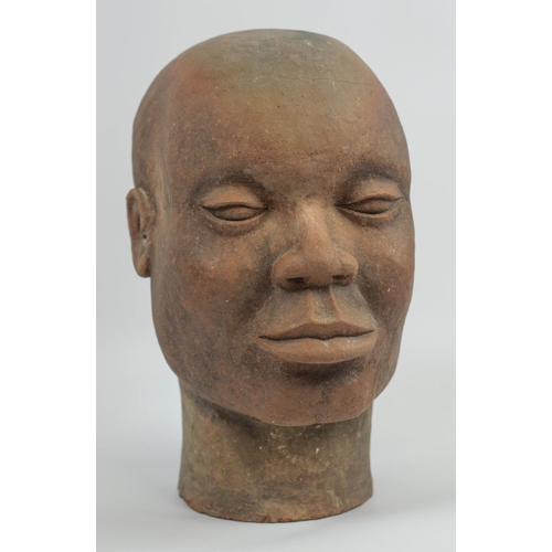 402 - CONTEMPORARY AFRICAN SCHOOL, Ife manner, Male portrait, terracotta, 34cm H.