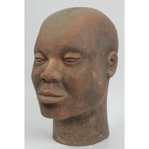 402 - CONTEMPORARY AFRICAN SCHOOL, Ife manner, Male portrait, terracotta, 34cm H.