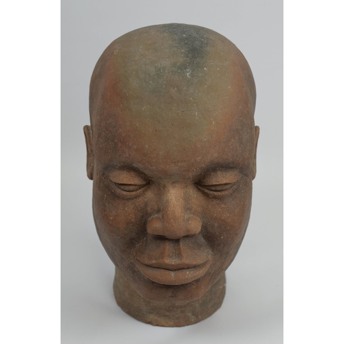 402 - CONTEMPORARY AFRICAN SCHOOL, Ife manner, Male portrait, terracotta, 34cm H.