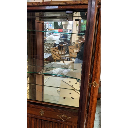 637 - COCKTAIL CABINET, 42cm D x 160cm H x 86cm W, early 20th century French kingwood, marquetry and gilt ... 