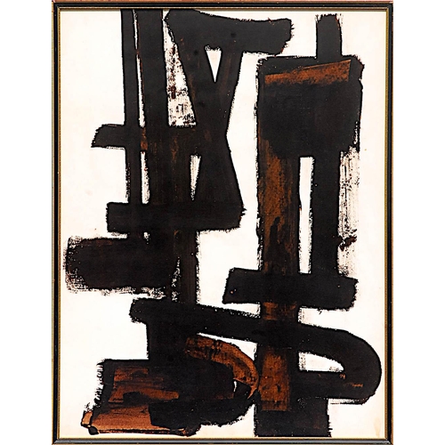 205 - PIERRE SOULAGES 'Abstract in Black', quadrichrome, plate signed, 72cm x 55cm, framed and glazed, Hog... 