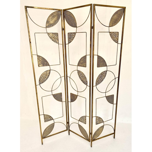 143 - FLOOR SCREEN, 73cm x 40cm each panel, 1950's Italian style, three fold.