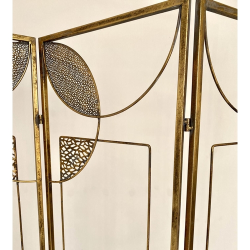 143 - FLOOR SCREEN, 73cm x 40cm each panel, 1950's Italian style, three fold.