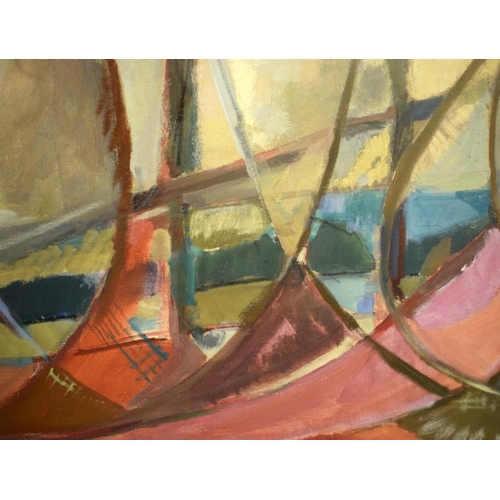 99 - JEAN DONALDSON (20th century Scottish) 'Fishing Nets', oil on canvas, signed, bearing the 'Scottish ... 