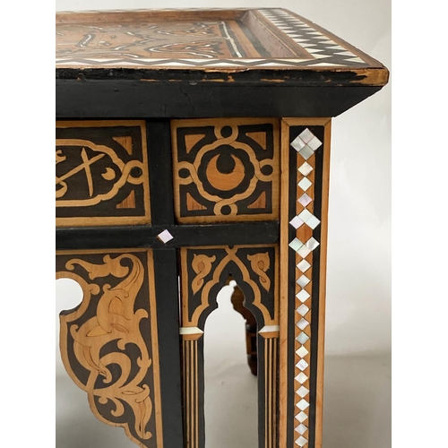 616 - OTTOMAN TABLE, early 20th century square, Moorish hardwood with mother of pearl and ebony inlay, 45c... 