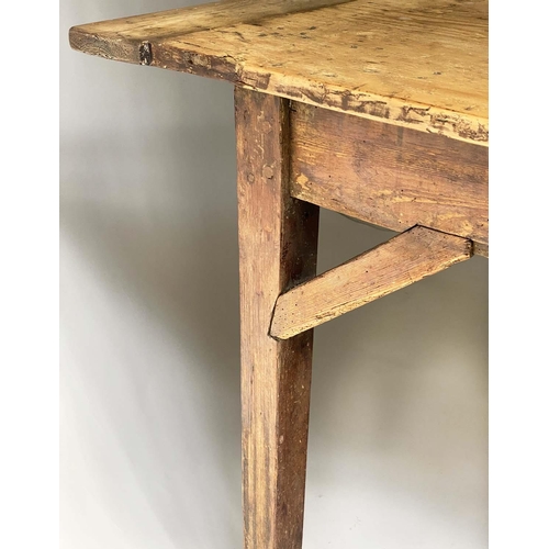 617 - FARMHOUSE TABLE, 225cm x 82cm x 75cm H, 19th century English pine rectangular planked and cleated.