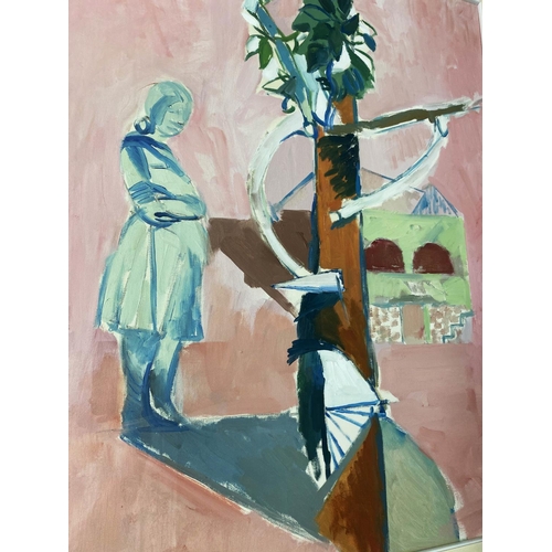 101 - DOMENICO BOSCOLO NATTA (Italian 1925-2002) 'Figure in a Garden', oil on canvas, 87cm x 67cm, framed ... 