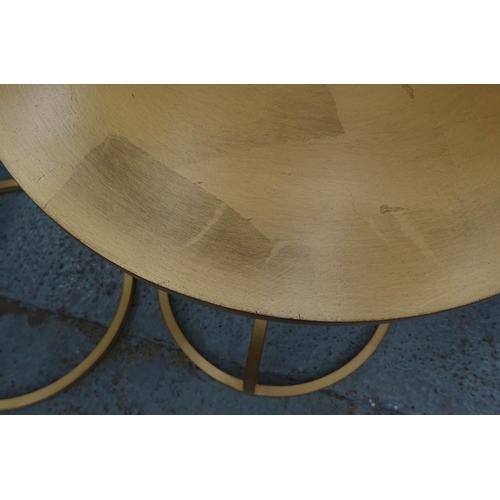 36 - SIDE TABLES, a pair, 61cm x 44cm diam, contemporary, gilt metal. (2)