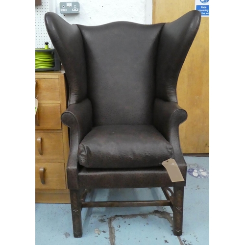 46 - J ROBERT SCOTT WINGBACK ARMCHAIR, 120cm H, faux ostrich leather finish.