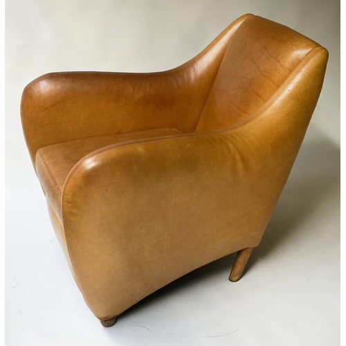 95 - ATTRIBUTED TO MATTHEW HILTON BALZAC CHAIR, in Utah russet leather, with American oak style supports,... 