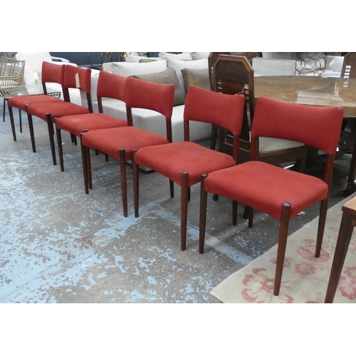 100 - DINING CHAIRS, a set of six, 81cm H, vintage mid century Danish rosewood (6)