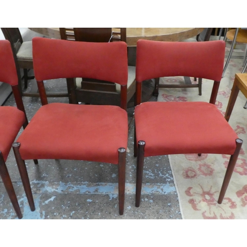 100 - DINING CHAIRS, a set of six, 81cm H, vintage mid century Danish rosewood (6)