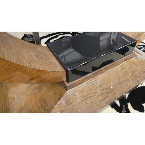 165 - CONSOLE TABLE, 130cm x 40cm x 85cm, birch with ebonised detail.