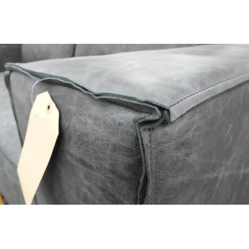 170 - SOFA, 225cm, contemporary design, grey leather with trim detail.