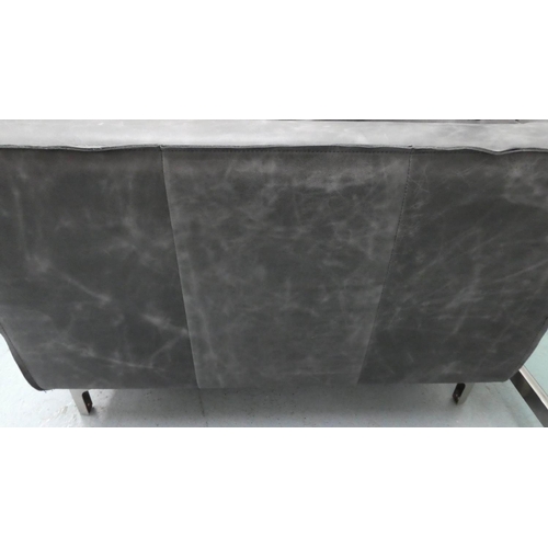 171 - CORNER SOFA, 200cm x 270cm x 80cm, contemporary design, grey leather with trim detail.